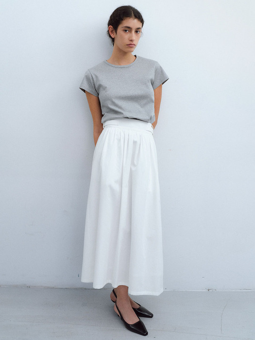 belted shirring skirt (white)