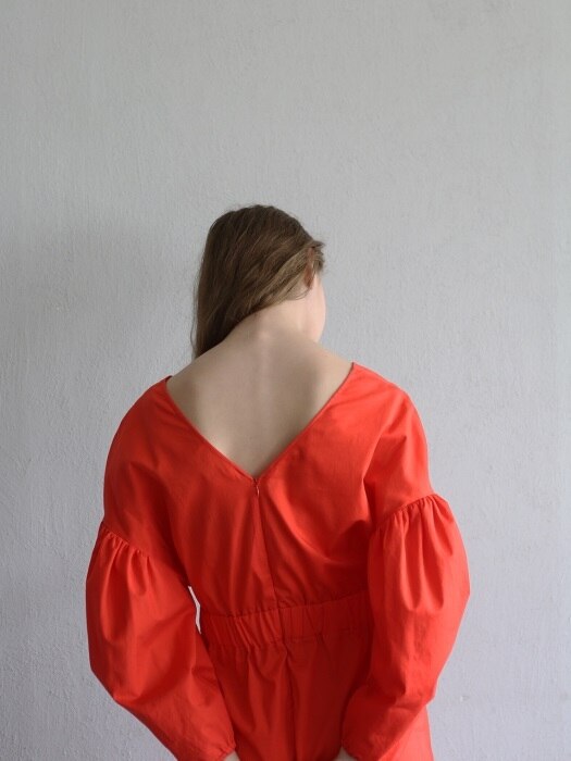 Button point dress - orange red