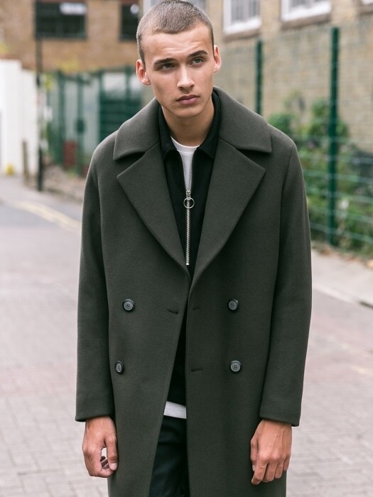 Semi Oversized Double Coat - Olive