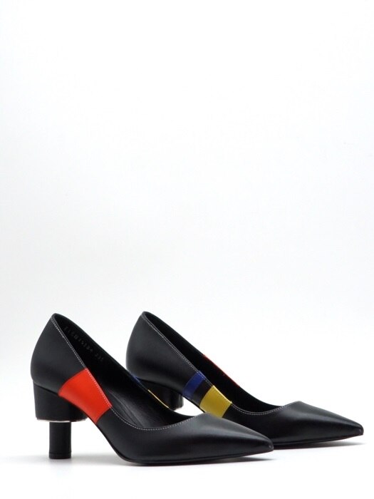 70 MIDDLE HEEL PUMPS IN THREE PRIMARY COLORS AND BLACK LEATHER 