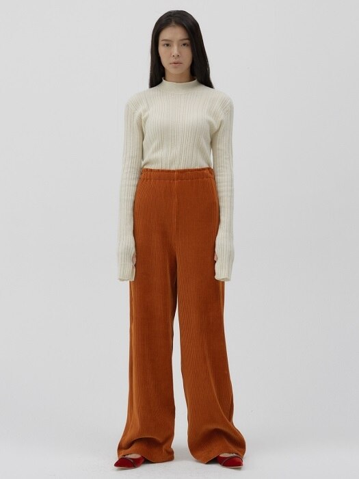 E band-waist Corduroy wide trousers [rustic orange]