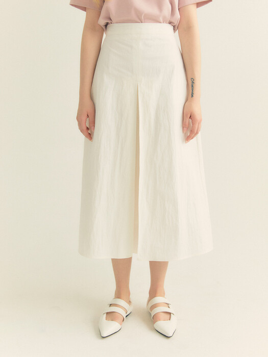  Cotton Pleats A-Line Long Skirt (Iovry)