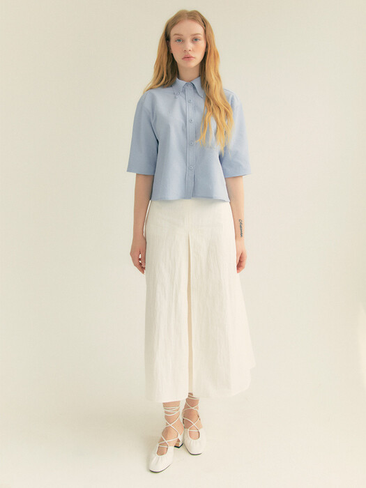  Cotton Pleats A-Line Long Skirt (Iovry)