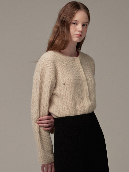 Twinkle cable cardigan - Light beige