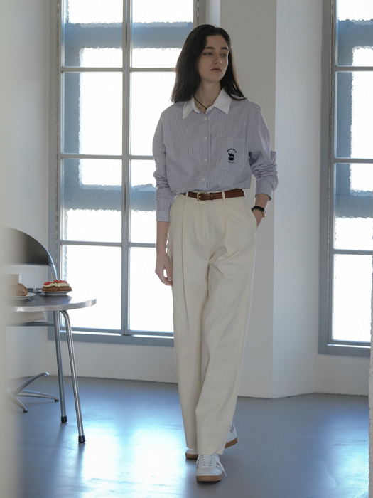 One tuck wide pants_Ivory