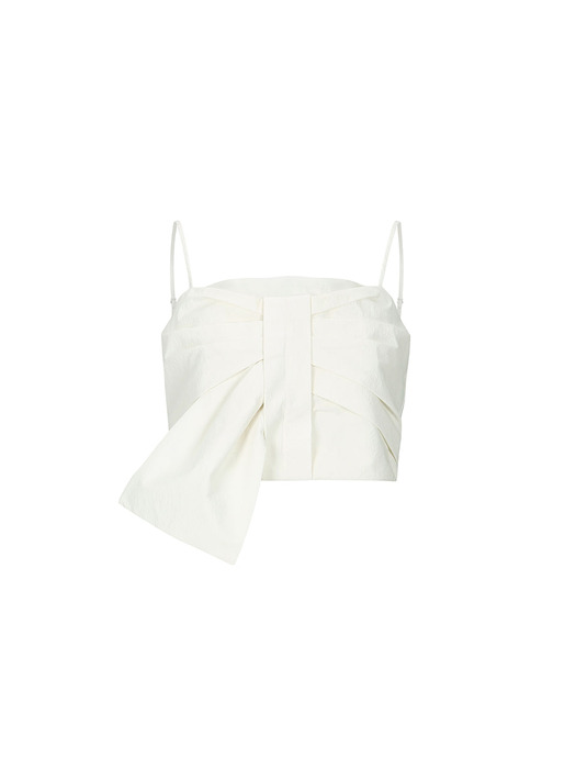 FRONT RUCHED SLEEVELESS BLOUSE_WHITE