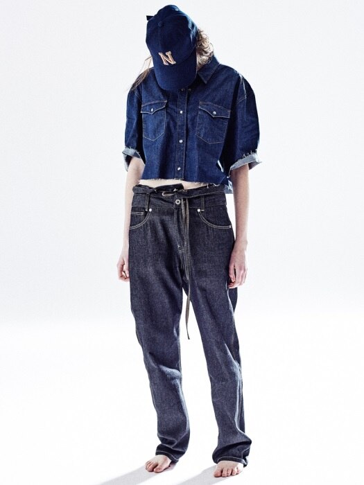 FOLDOVER DENIM PANTS INDIGO