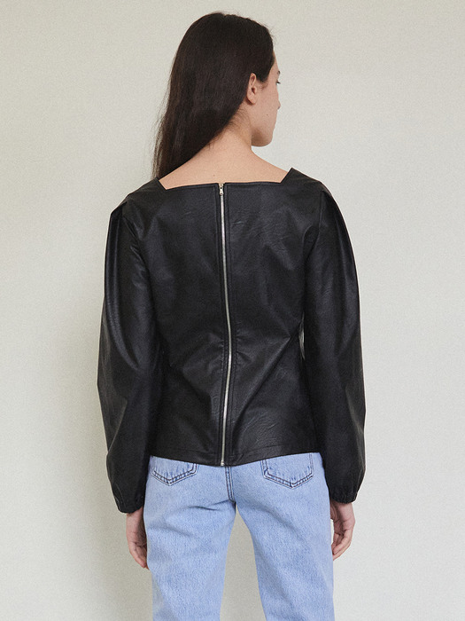 FAUX LEATHER WAVE TOP