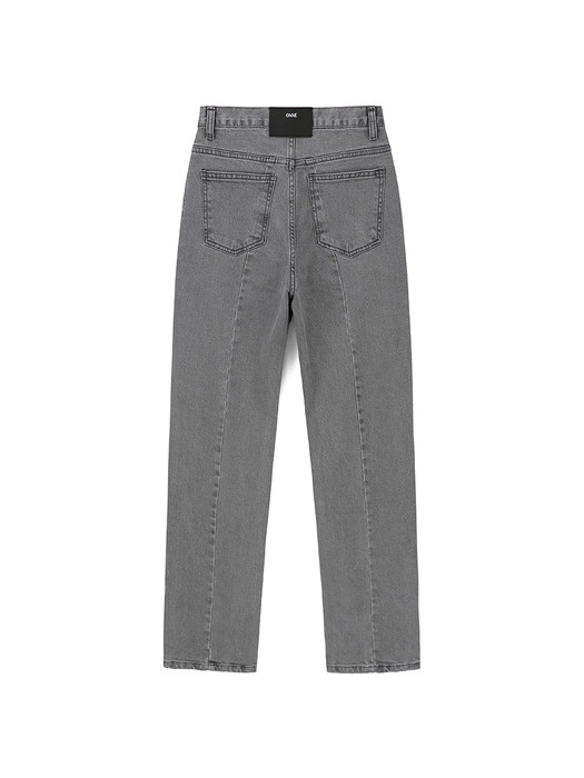 Back Panelled Elastane Denim Pants - Grey