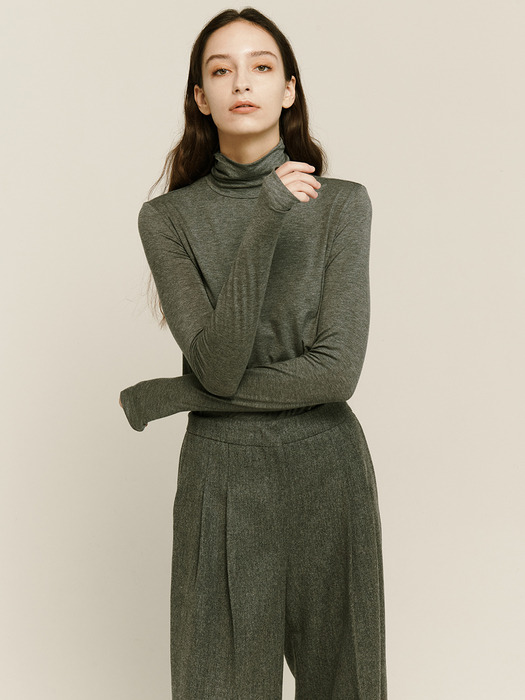 [Day-wool] Soft Shirring Sleeve Turtleneck_2color