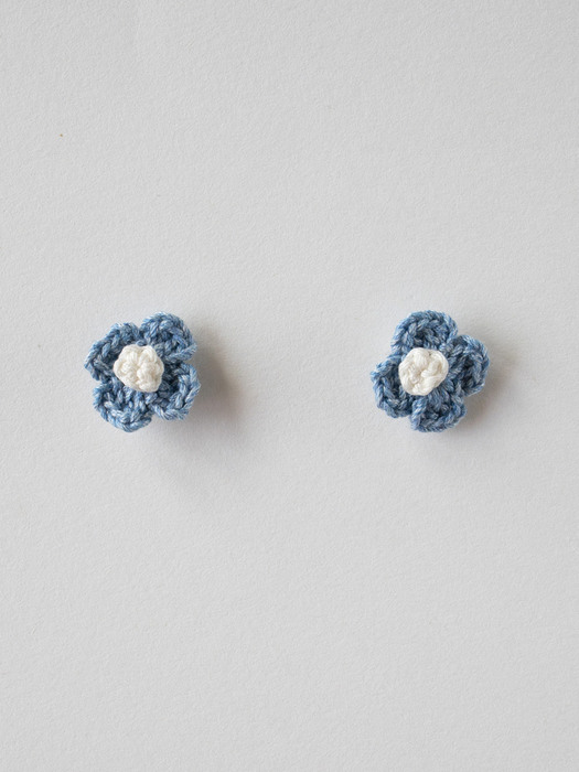Vintage knit flower earring (Denim)