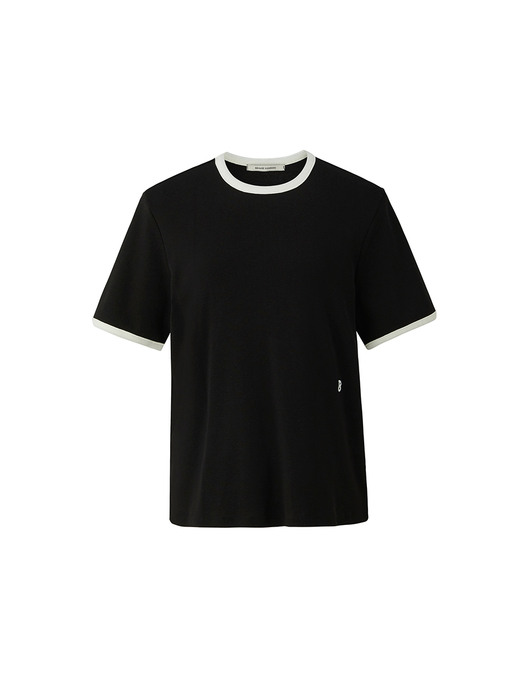 Ribbed binding B point T-shirt - Black