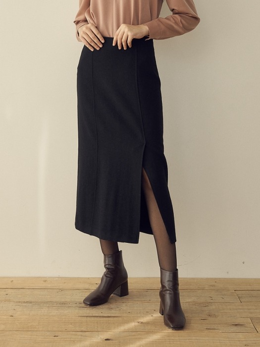 monts 1020 wool slit skirt (black) 
