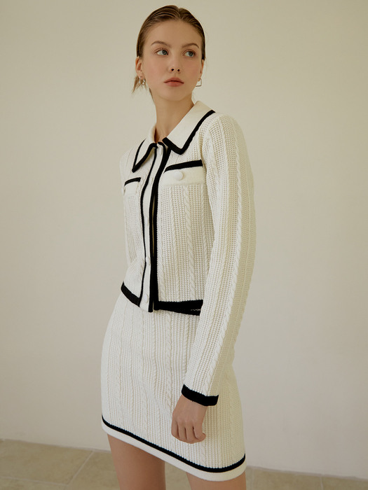 Tweed knit mini skirt (ivory)