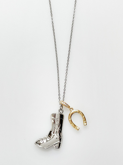 Cowgirl Boots Necklace (Silver)