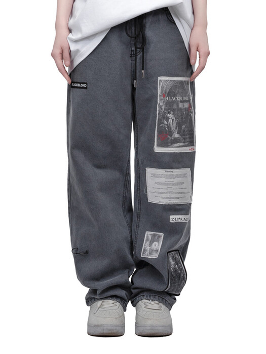 BBD Renaissance Patch Denim Pants (Dark Gray)