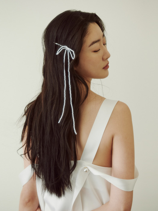 Bridal Pearl Bow Hair Pin_ivory