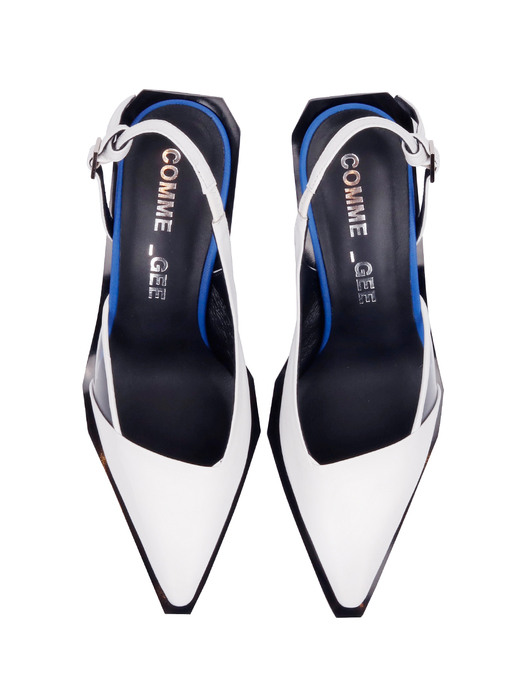 Asymmetric sling-back shoes(BLACK LABEL)-CG1011WH