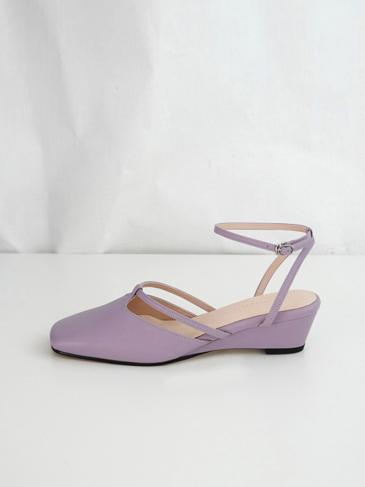 T strap wedges Lilac