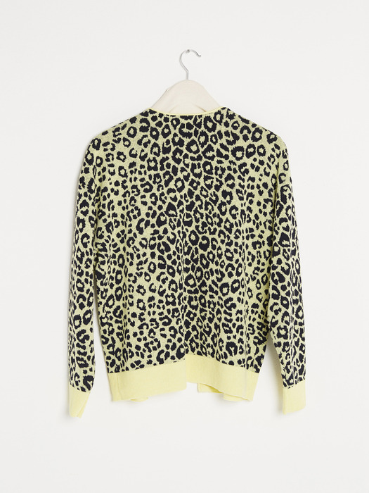 Leopard-pattern Cardigan [Lemon]