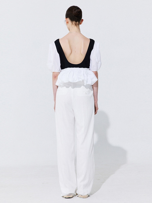Belted Straight Trousers_White