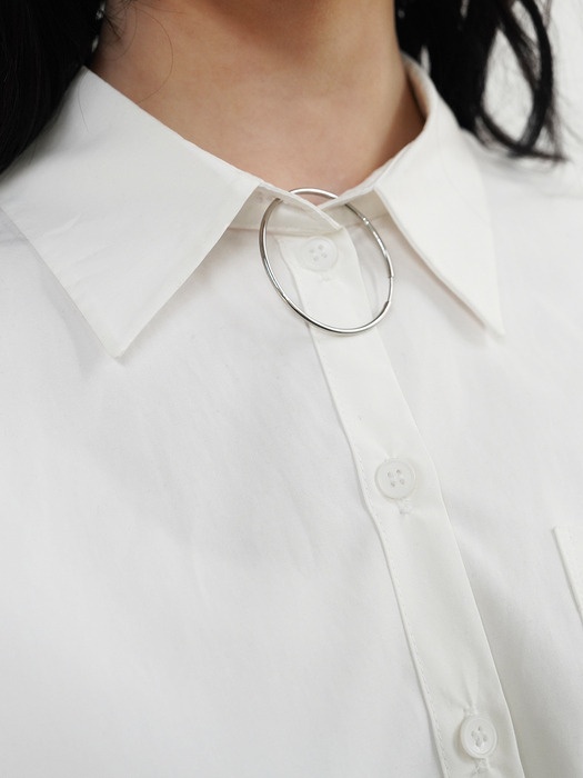 SAINT O-ring & ribbon oversized shirt(WHITE)