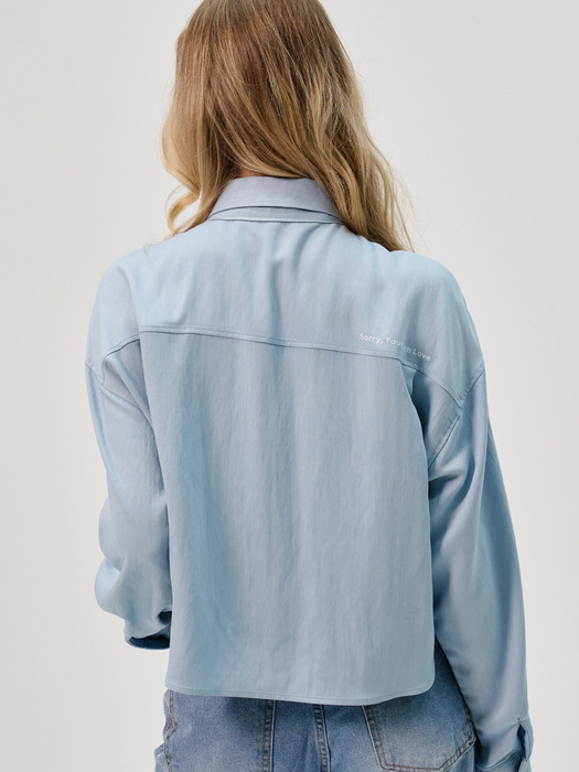 Blanche Rayon Crop Shirt_Blue