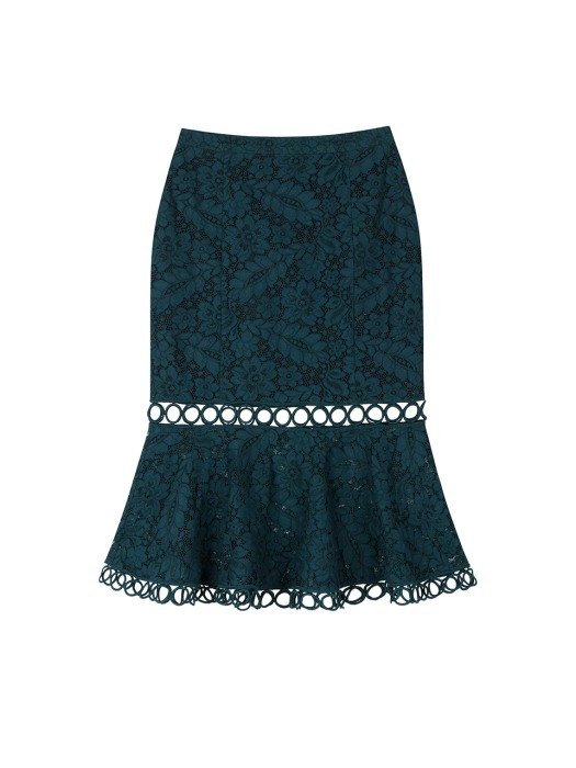 FLOWER DOT LACE MERMAID SKIRT_BLUISH GREEN