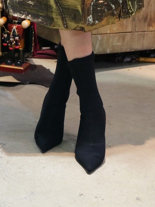 Velvet sock boots Black
