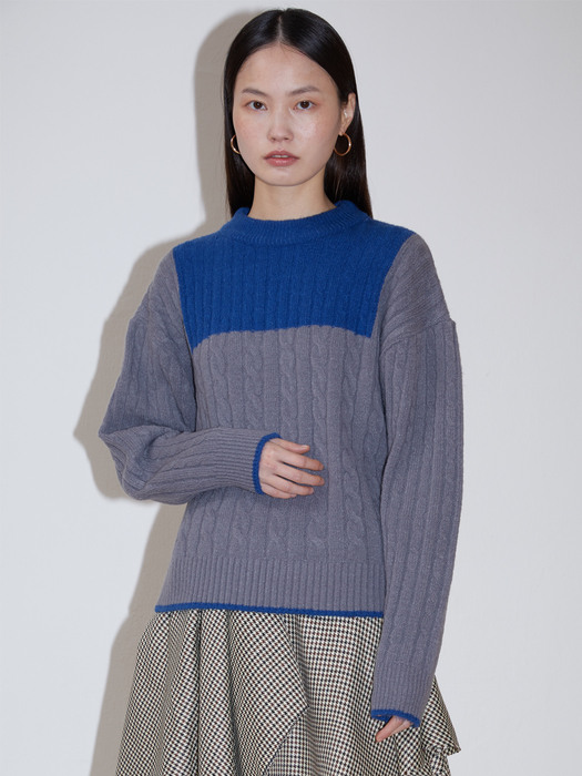Square wool knit - gray