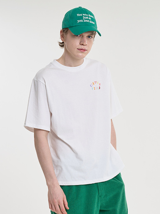 Overfit Color Graphic Line T-Shirt (White)