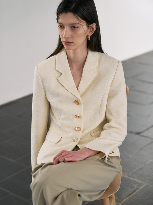 Tweed Button Jacket[LMBCSPJK104]-Ivory