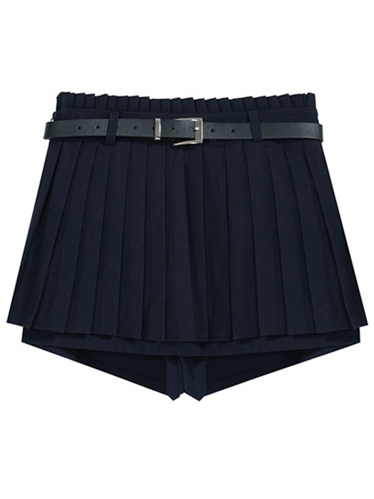 Belted Pleats Skirt Pants [2color]