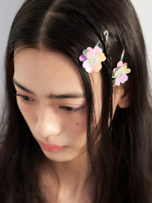 spangle flower hair pin (2colors)