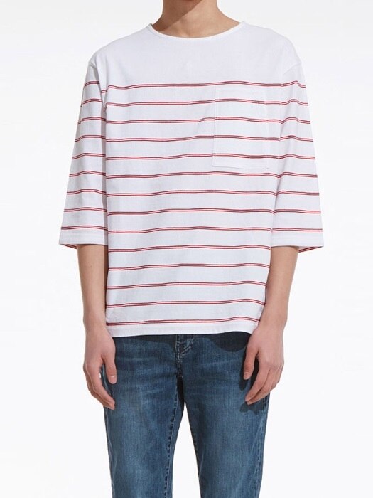 Uni Stripe Over Fit T-Shirts_RD (PWOG1RLRA5U0R1)