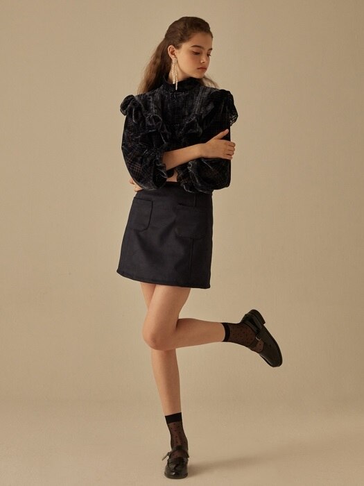 mgmg suede pocket skirt_navy