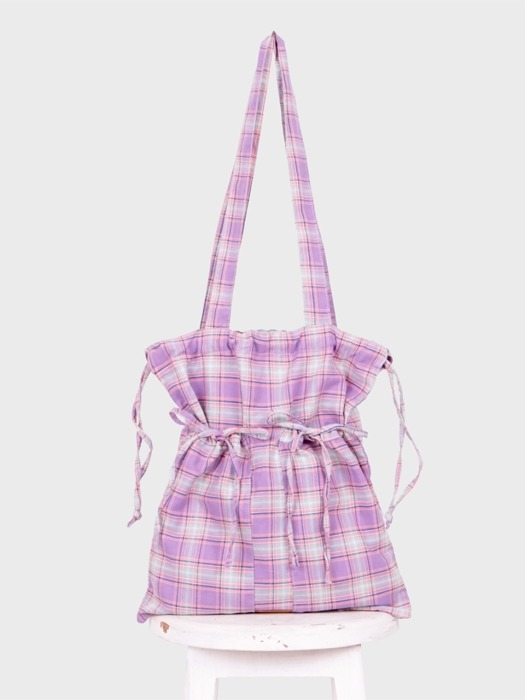 DUSK string bag - Check Purple