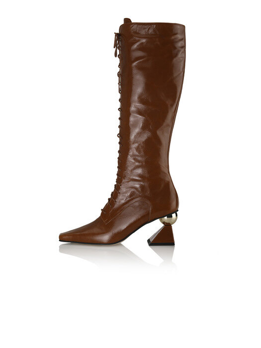 Hailey Lace-up Long Boots / 21AW-B570 / GLOSSY PECAN