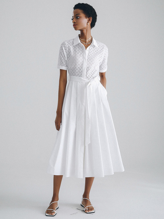 브로더리 앙글레즈 포플린 드레스(WHITE)