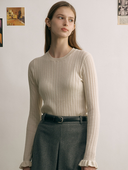 WANGSIMNI Round neck wool knit top (5color)