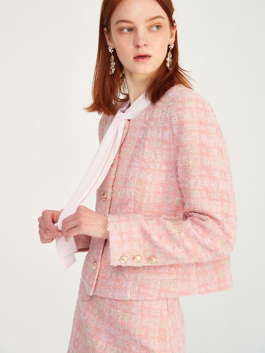 Meri tweed jacket_Pink