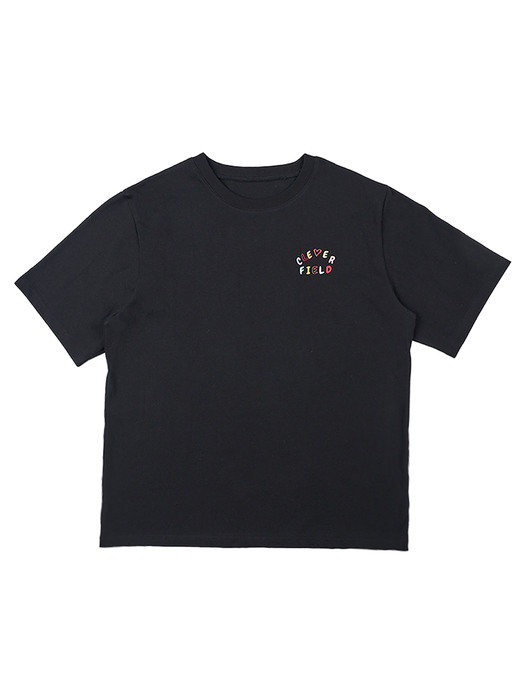 Overfit Color Graphic Line T-Shirt (Black)