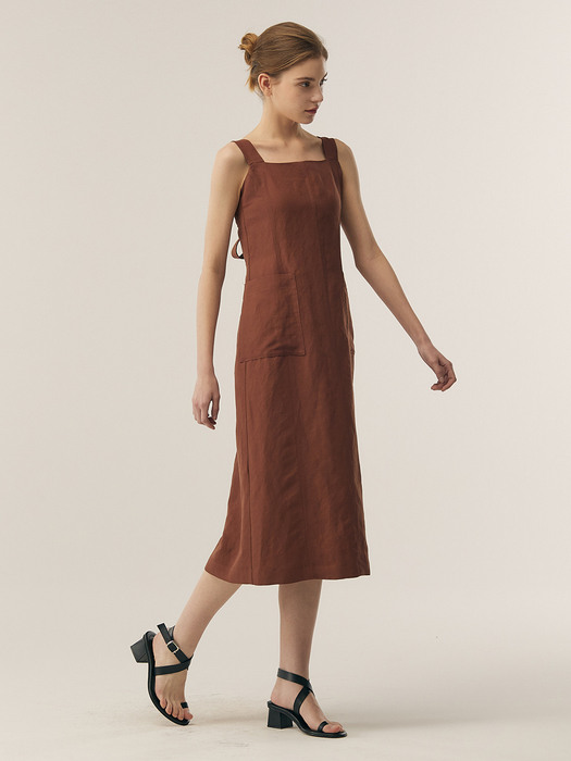[Linen] Back Open Strap Dress