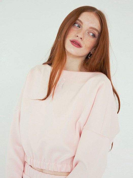 Daily comfort boat neck top (Cream pink)