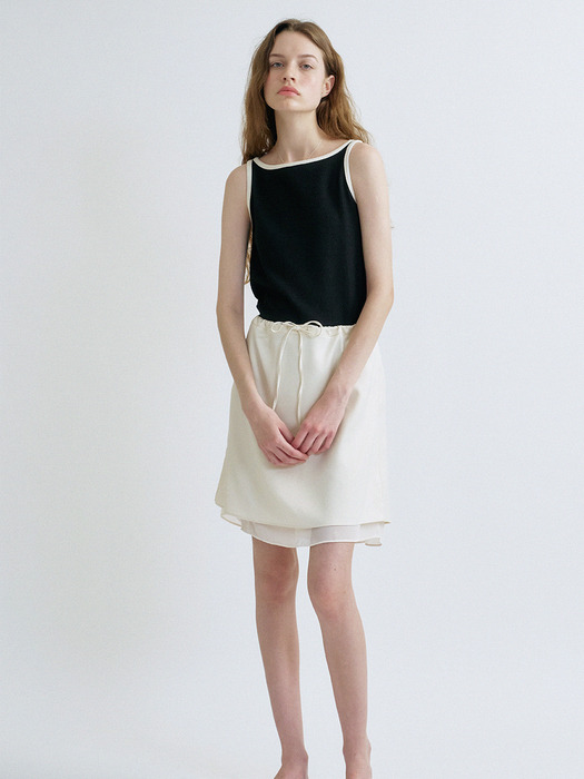 H Boat neck Texture Sleeveless_4 colors