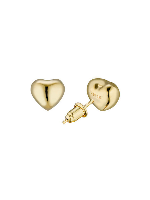 [925 silver] Deux.silver.137 / full heart earring (10mm)(gold ver.)