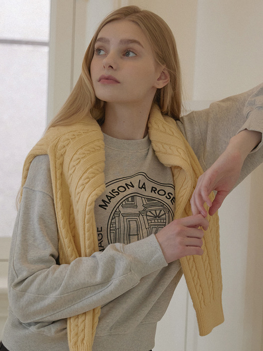 Maison La Rose Print Sweatshirt - Light Grey
