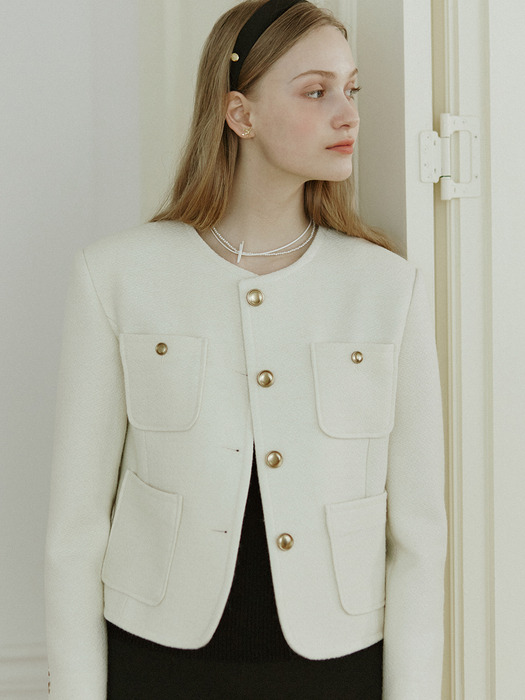Jane Tweed Goldish Jacket - Ivory