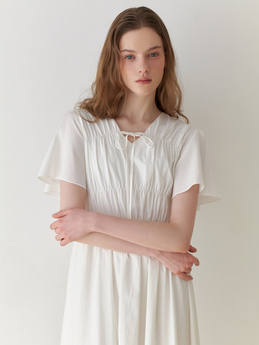 Due shirring dress (white)