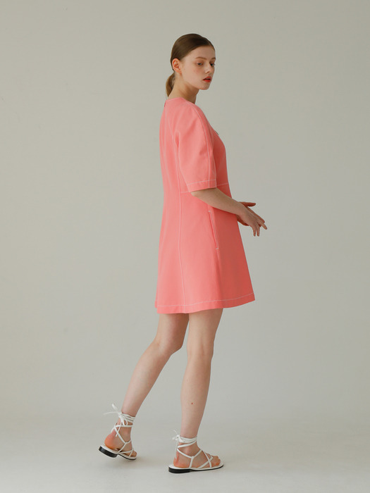 Puff Sleeve Mini Linen Dress_2colors